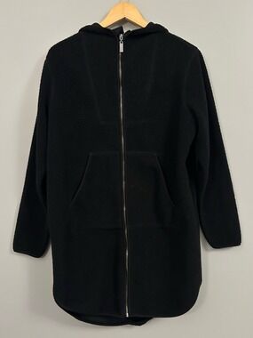 Soyaconcept Black Hooded Zip-Front Women's Sweater Coat Small